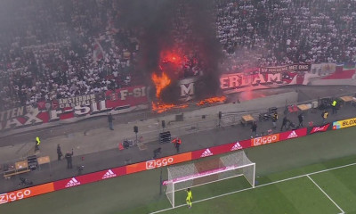 Φωτιά στην εξέδρα και πανικός στο ντέρμπι Άγιαξ-Φέγενορντ (video+photos)