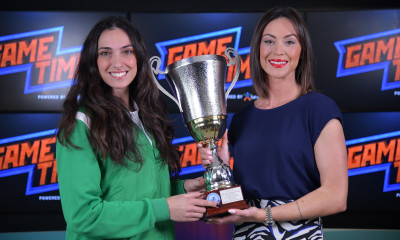 Η Κυπελλούχος βολεϊμπολίστρια του Παναθηναϊκού Μανωλίνα Κωνσταντίνου στο ΟΠΑΠ Game Time ΜΠΑΣΚΕΤ