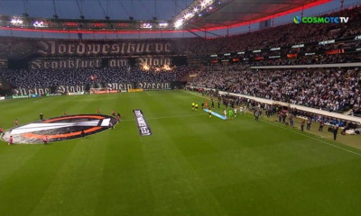 Europa League: Τρομερή ατμόσφαιρα στην Φρανκφούρτη - Ξεκίνημα με αποβολή (videos)