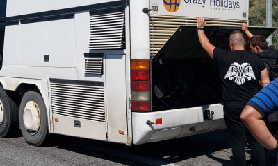 Τελικός Κυπέλλου: Γέμισε καπνούς πούλμαν οπαδών του ΠΑΟΚ - Αγωνία στο δρόμο για Αθήνα (photos)