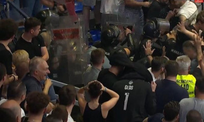 Χάος στη «Χάλα Πιονίρ» - Αποχώρησαν οι διαιτητές και διεκόπη το Παρτίζαν-Ερυθρός Αστέρας! (video)