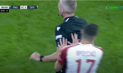 Παναθηναϊκός - Ολυμπιακός: Το σπρώξιμο του Βρουσάι στον διαιτητή του ντέρμπι (video)