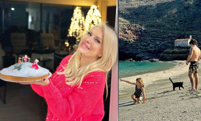 Μενεγάκη: Πρωτοχρονιά στην Άνδρο με τα παιδιά & τον Μάκη