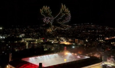 ΑΕΚ: Το εντυπωσιακό drone show στη φιέστα τίτλου με Δικέφαλο Αετό, Αγιά Σοφιά και κούπα