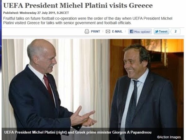 Η UEFA για Πλατινί 