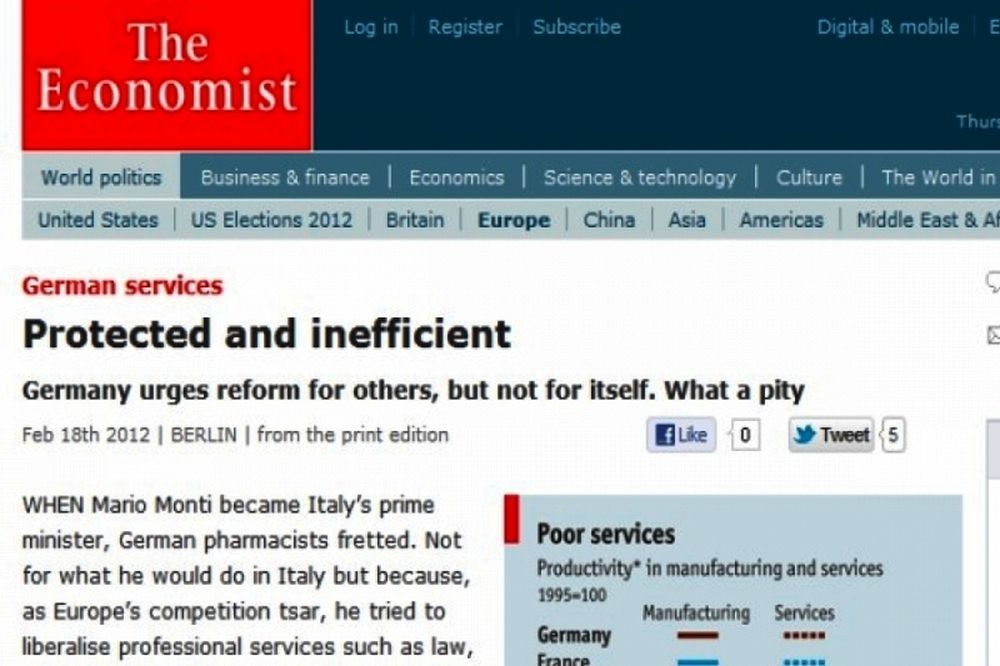 Έντονη κριτική του Economist στη Γερμανία