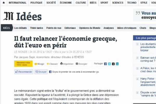 Διαπραγμάτευση του μνημονίου λέει η Le Monde! 