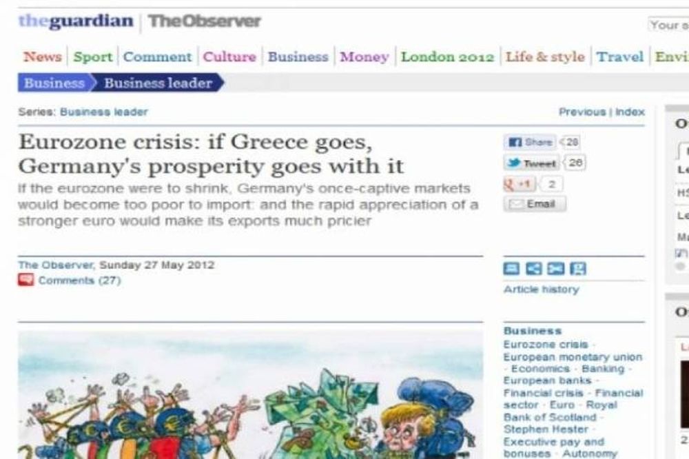 Guardian: Αν φύγει η Ελλάδα, η ευημερία της Γερμανίας πάει περίπατο