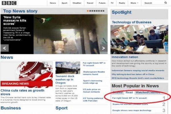 Τα χαστούκια του Κασιδιάρη δημοφιλέστερο θέμα στο BBC 