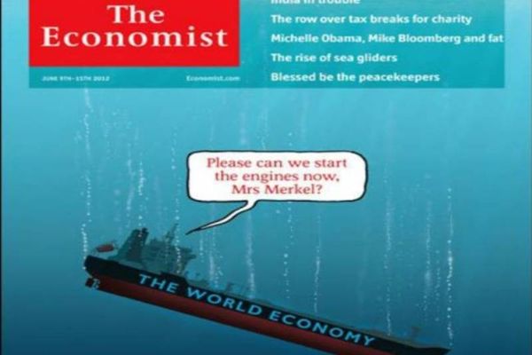 Η Μέρκελ βουλιάζει ένα... υποβρύχιο στο εξώφυλλο του Economist 