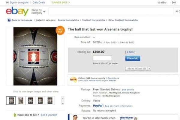 Άρσεναλ: Στο e-bay η μπάλα του τελευταίου τροπαίου!