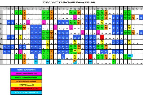 Super League: Το συνοπτικό πρόγραμμα της σεζόν 2013-14