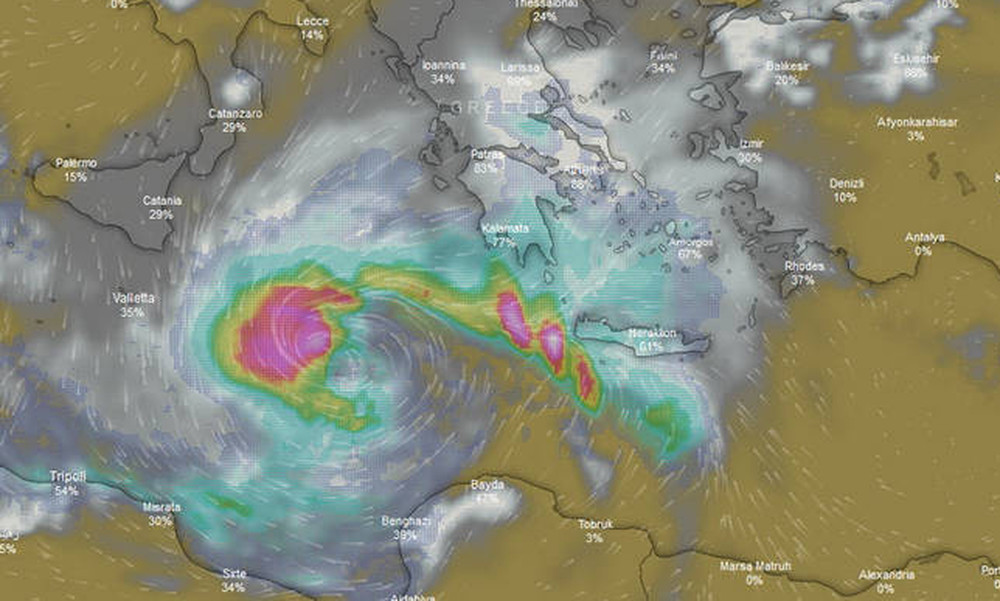 Κακοκαιρία: Σχηματίστηκε ο κυκλώνας «Ζορμπάς» - Δείτε την απειλητική πορεία του (photos)