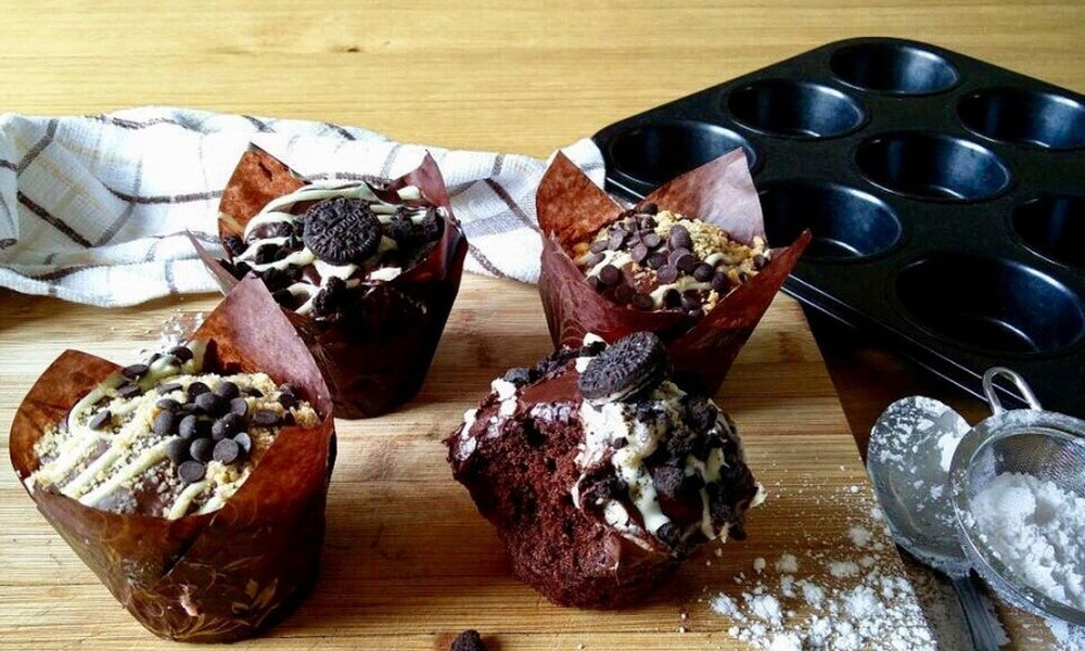 Muffins διπλής σοκολάτας