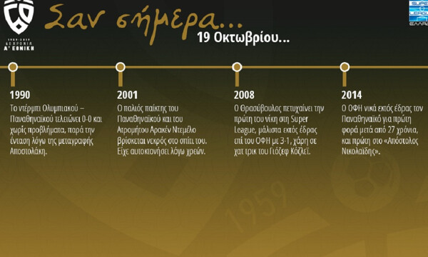 60 χρόνια Α' Εθνική: Σαν σήμερα 19 Οκτωβρίου