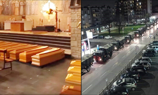 Κορονοϊός στην Ιταλία: Συγκλονιστικές εικόνες - Στρατιωτικό κομβόι μεταφέρει «θύματα πολέμου» (vid)