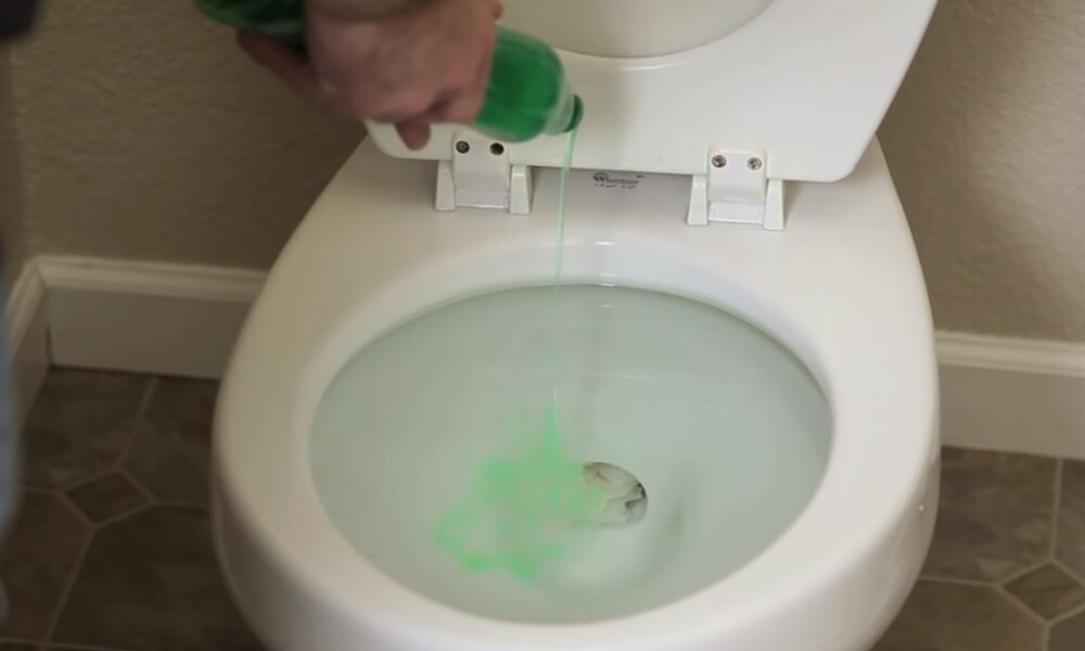 Ρίχνει υγρό πιάτων στην τουαλέτα - Αυτό που συμβαίνει μετά θα σας εκπλήξει! (video)