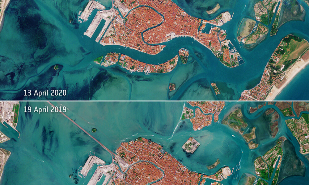 Απίστευτες εικόνες! Άδειασε η Βενετία λόγω κορονοϊού - Οι δορυφορικές λήψεις της NASA (photos)