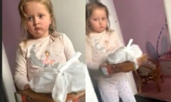 Κοριτσάκι μπήκε σπίτι με πίτσα - Λίγο αργότερα μούτρωσε για την απάντηση της μάνας της (video)