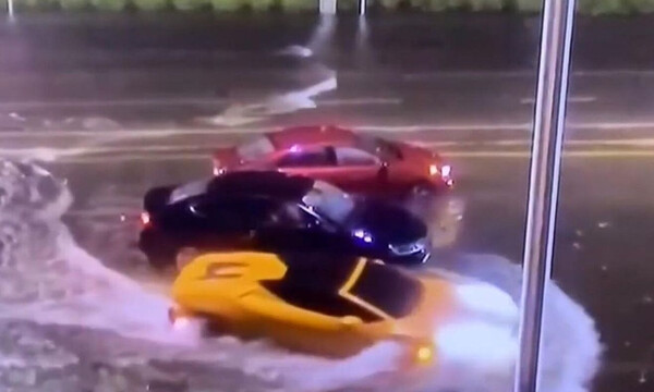 Lamborghini… υποβρύχιο! Πέρασε από πλημμυρισμένο δρόμο (video)
