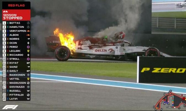 Formula 1: Τρόμος στο Άμπου Ντάμπι, πήρε φωτιά το μονοθέσιο του Ραϊκόνεν (video+photos)