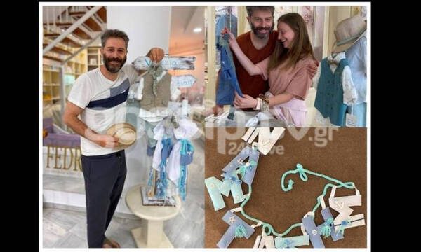 Μπουρδούμης - Δροσάκη: Οι αδημοσίευτες φωτό από την προετοιμασία της βάφτισης του γιου τους