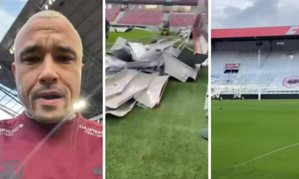 Τρομερές ζημιές στο γήπεδο της Αντβέρπ: Ισχυροί άνεμοι ξήλωσαν το στέγαστρο (photos+video)
