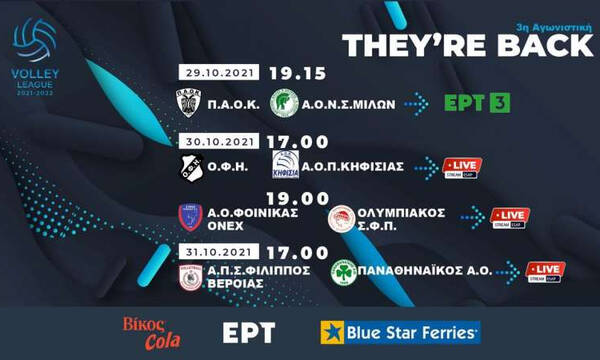 Σε τρεις… δόσεις η 3η αγωνιστική της Volley League Ανδρών