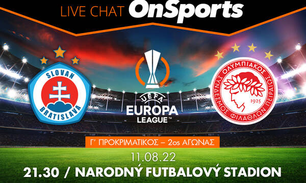 Live Chat Σλόβαν Μπρατισλάβας-Ολυμπιακός 2-2 (3-4 στα πέναλτι)