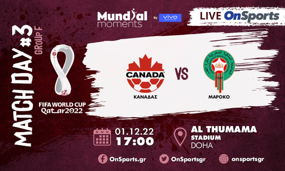 Live Chat Καναδάς-Μαρόκο 1-2 (Τελικό)