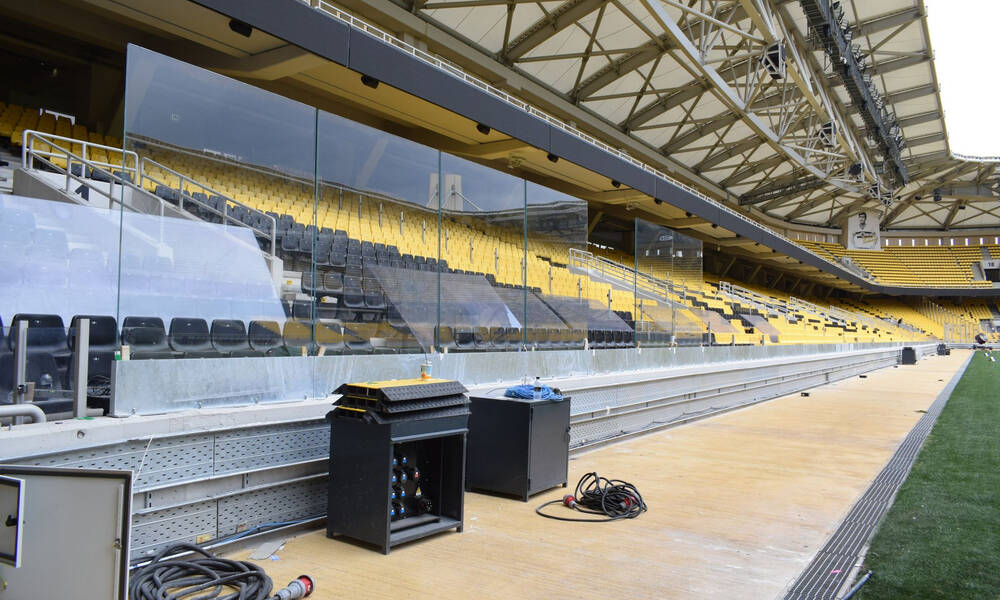 AEK: «Χτίζεται» η νέα εικόνα της «OPAP Arena» - Τοποθετούνται τα γυάλινα στηθαία