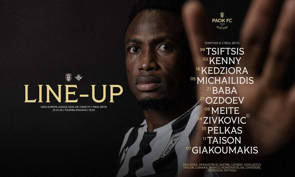 ΠΑΟΚ – Ρεάλ Μπέτις: Στο βασικό σχήμα του «δικέφαλου» ο Πέλκας