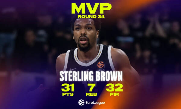 Ο Μπράουν της Παρτιζάν MVP στην 34η αγωνιστική της EuroLeague