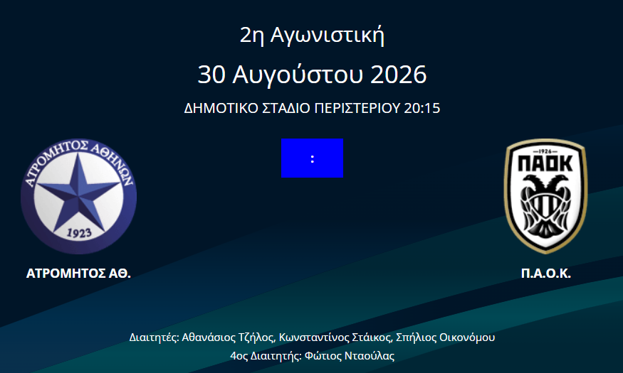 Ατρόμητος – ΠΑΟΚ: Ματς ξεχωριστής σημασίας στο Περιστέρι