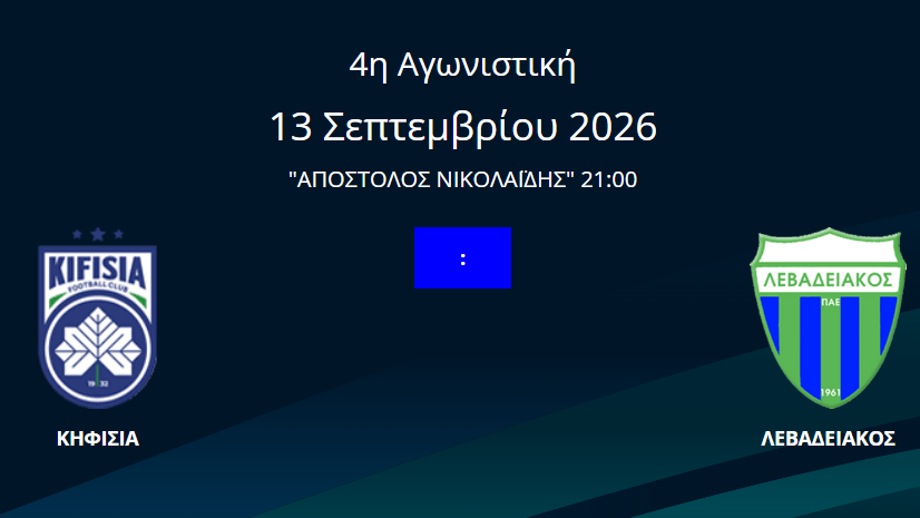LIVE: Η ενδιαφέρουσα αναμέτρηση της Κηφισιάς με τον Λεβαδειακό